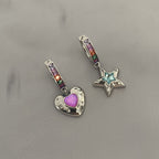 Colorful Zircon Love Star Earrings and Necklace