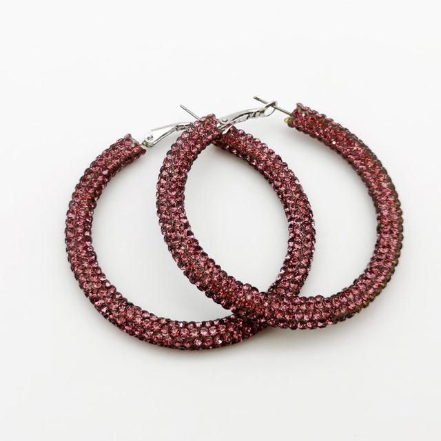 Rainbow Colorful Rhinestone Crystal Hoop Earring For Women And Girls Party Gift Jewelry Accessories