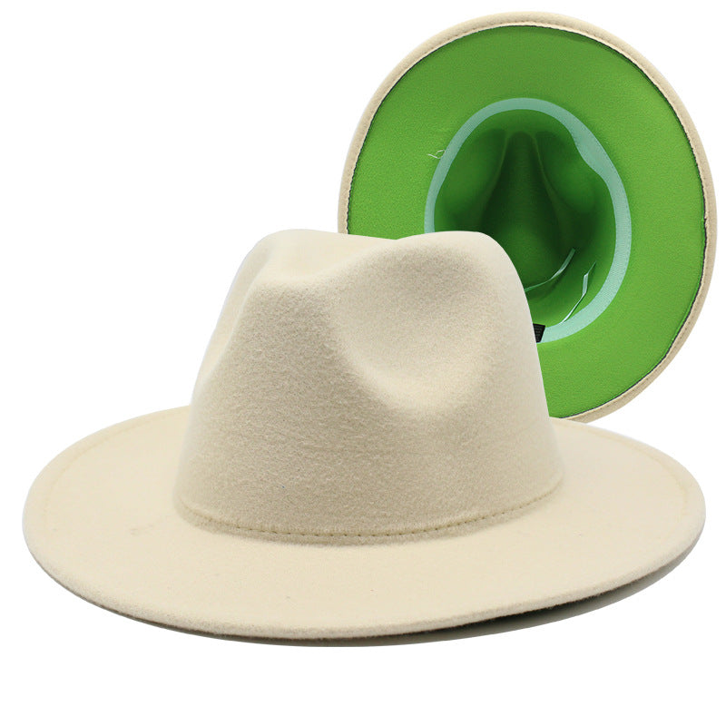 Two tone Fedoras Jazz Hats Cowboy Hats For Women And Men Double-sided Color Cap Red With Black Wool Bowler Hat Wholesale шапка