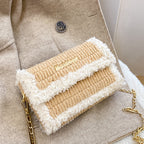 Hawang mesh grid handbag DIY material package wool handmade woven bag flat line shoulder bag Messenger bag