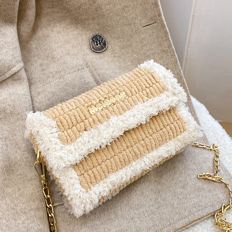 Hawang mesh grid handbag DIY material package wool handmade woven bag flat line shoulder bag Messenger bag