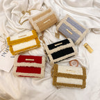 Hawang mesh grid handbag DIY material package wool handmade woven bag flat line shoulder bag Messenger bag
