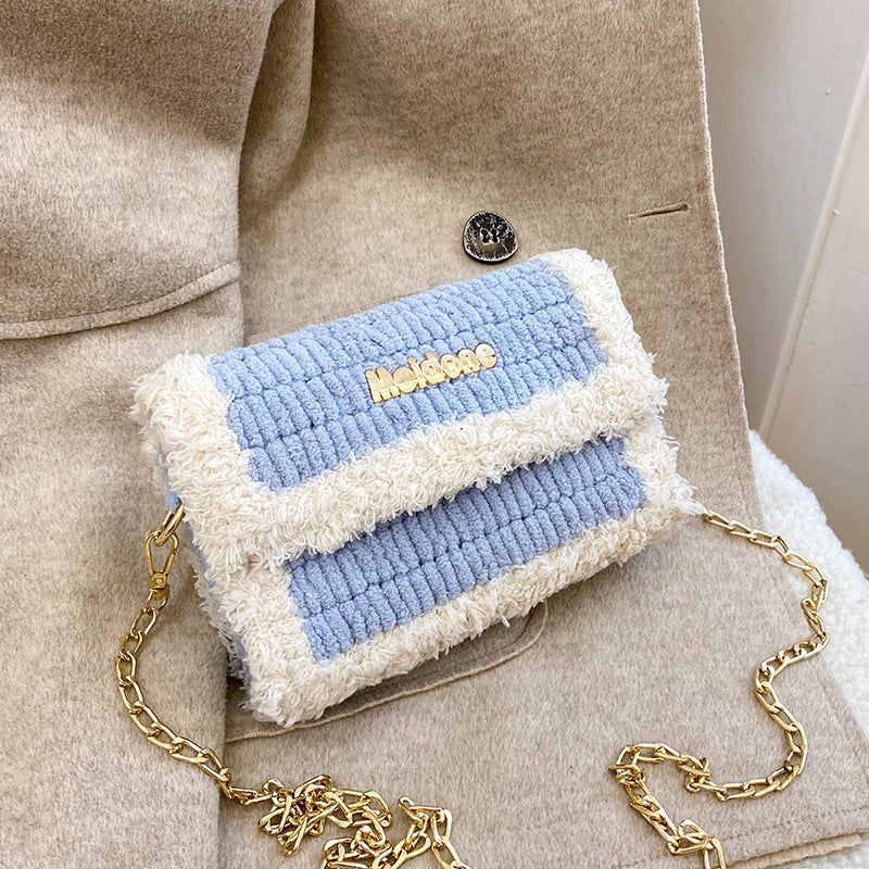 Hawang mesh grid handbag DIY material package wool handmade woven bag flat line shoulder bag Messenger bag