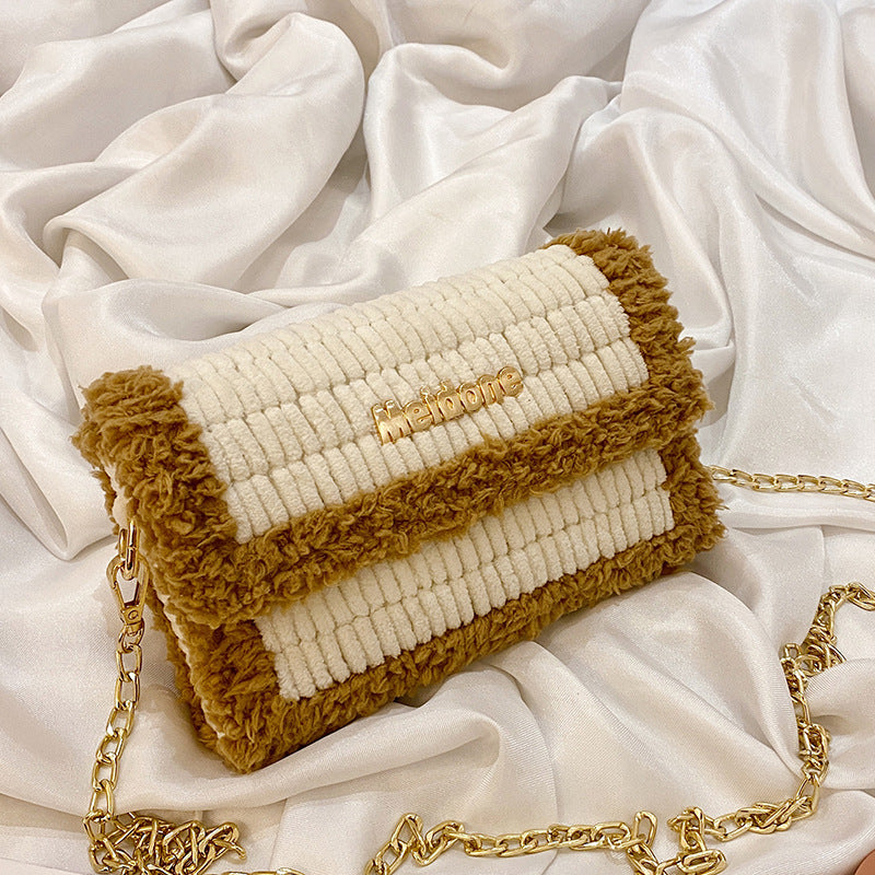 Hawang mesh grid handbag DIY material package wool handmade woven bag flat line shoulder bag Messenger bag