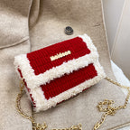 Hawang mesh grid handbag DIY material package wool handmade woven bag flat line shoulder bag Messenger bag