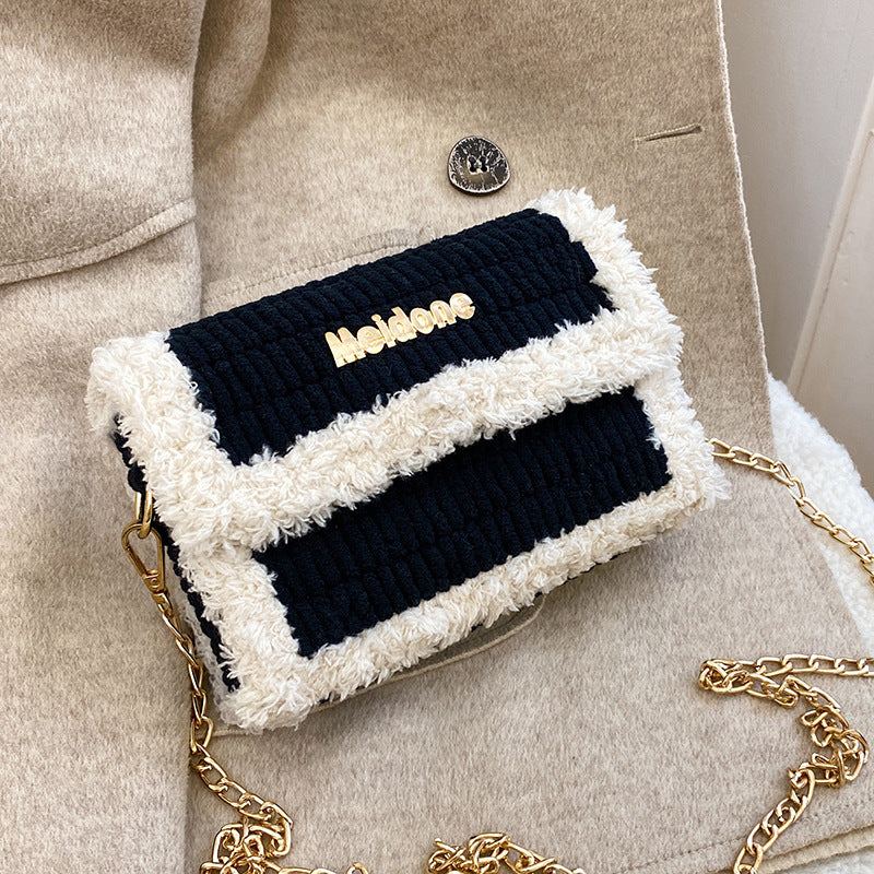 Hawang mesh grid handbag DIY material package wool handmade woven bag flat line shoulder bag Messenger bag