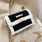 Hawang mesh grid handbag DIY material package wool handmade woven bag flat line shoulder bag Messenger bag