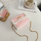 Hawang mesh grid handbag DIY material package wool handmade woven bag flat line shoulder bag Messenger bag