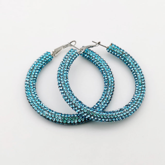 Rainbow Colorful Rhinestone Crystal Hoop Earring For Women And Girls Party Gift Jewelry Accessories