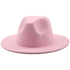 Fedoras women&#39;s Hat Big Brim Autumn Solid Formal Dress Wedding Woman Hat Camel Black White Fedora Felted Classic Cap Winter Hats