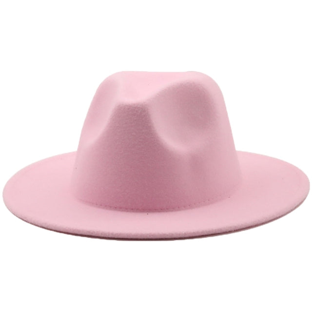 Fedoras women&#39;s Hat Big Brim Autumn Solid Formal Dress Wedding Woman Hat Camel Black White Fedora Felted Classic Cap Winter Hats