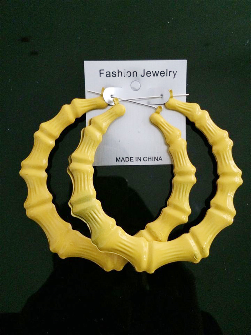 Fashion Jewelry Large color fluorescent bamboo earrings hip-hop hipster singer eardrop nightclubs exaggerated earrings