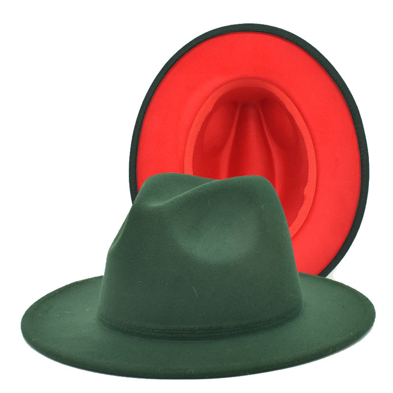 Two tone Fedoras Jazz Hats Cowboy Hats For Women And Men Double-sided Color Cap Red With Black Wool Bowler Hat Wholesale шапка