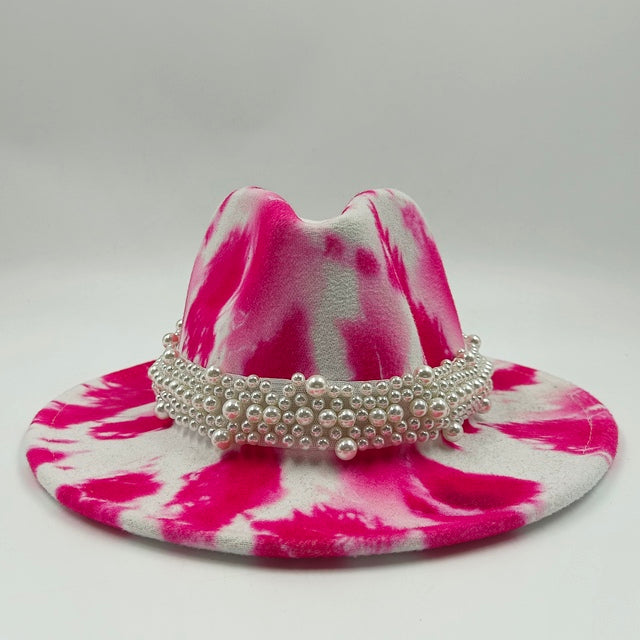 Tie-dye fedora hat wholesale autumn and winter graffiti letters monochrome hat unisex hand-painted felt winter hat шляпа женская