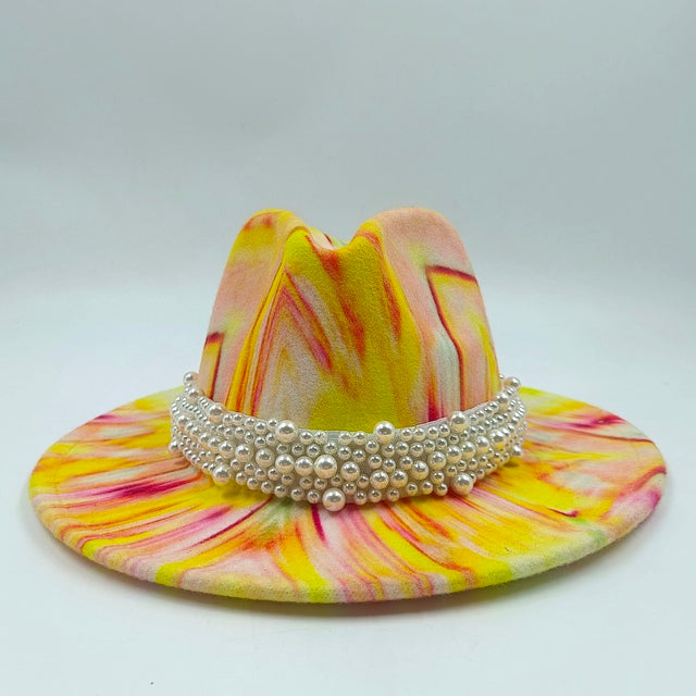 Tie-dye fedora hat wholesale autumn and winter graffiti letters monochrome hat unisex hand-painted felt winter hat шляпа женская