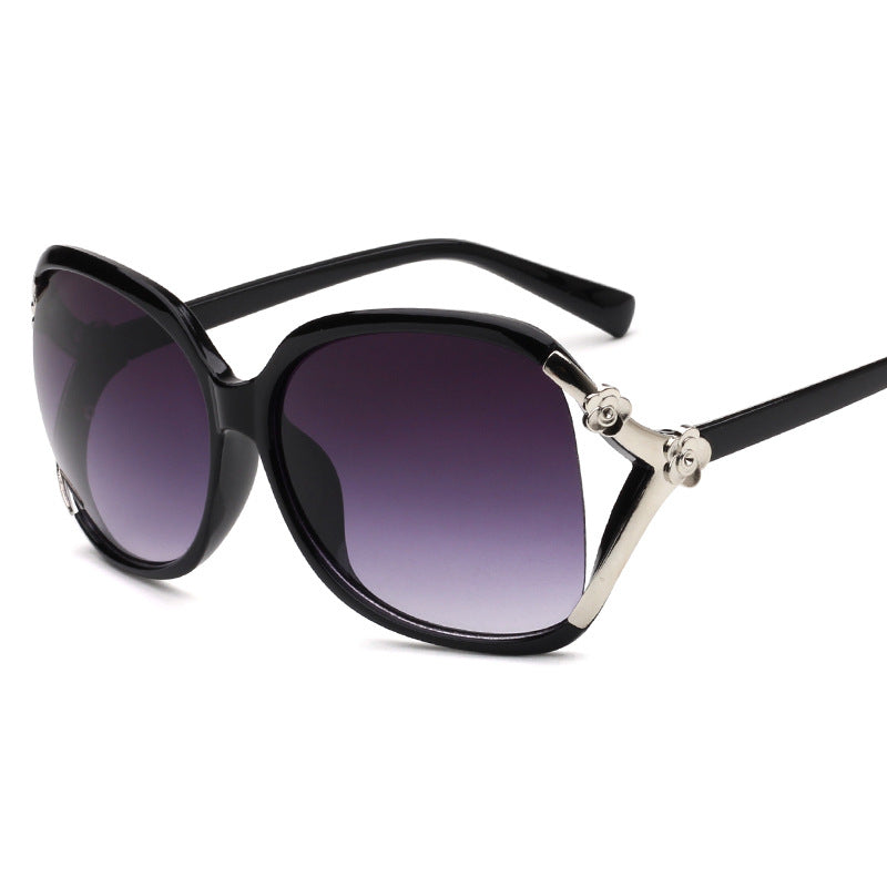 Quality network red live new mountain tea flower sunglasses female hollow paint rose flower ink mirror tide glasses