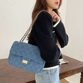Winter Quilted Denim Women Shoulder bags Luxury Fashion Trends Chain Handbags and Purses Diamond Grain Female Crossbody Bags