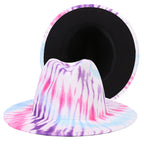 Tie-dye fedora hat wholesale autumn and winter graffiti letters monochrome hat unisex hand-painted felt winter hat шляпа женская