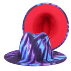 Tie-dye fedora hat wholesale autumn and winter graffiti letters monochrome hat unisex hand-painted felt winter hat шляпа женская
