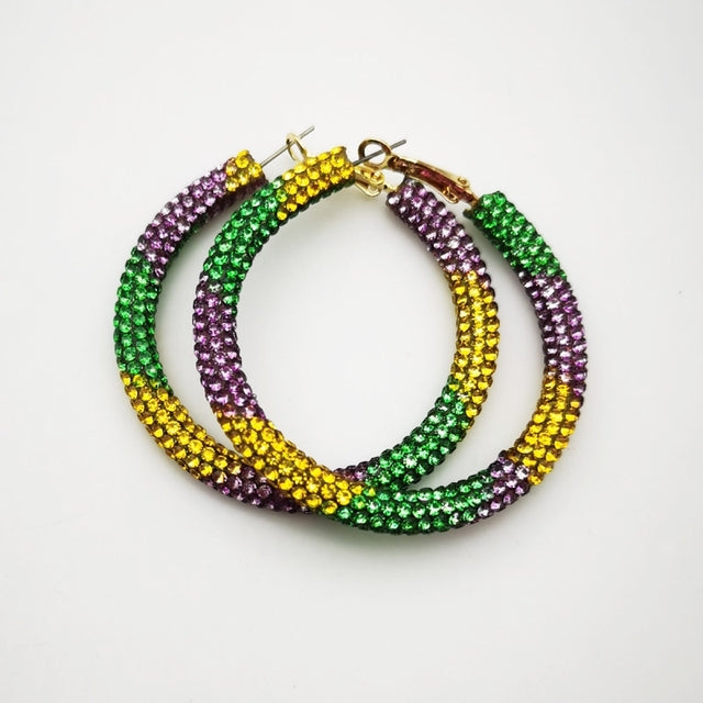 Rainbow Colorful Rhinestone Crystal Hoop Earring For Women And Girls Party Gift Jewelry Accessories