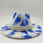 Tie-dye fedora hat wholesale autumn and winter graffiti letters monochrome hat unisex hand-painted felt winter hat шляпа женская