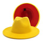 Two tone Fedoras Jazz Hats Cowboy Hats For Women And Men Double-sided Color Cap Red With Black Wool Bowler Hat Wholesale шапка