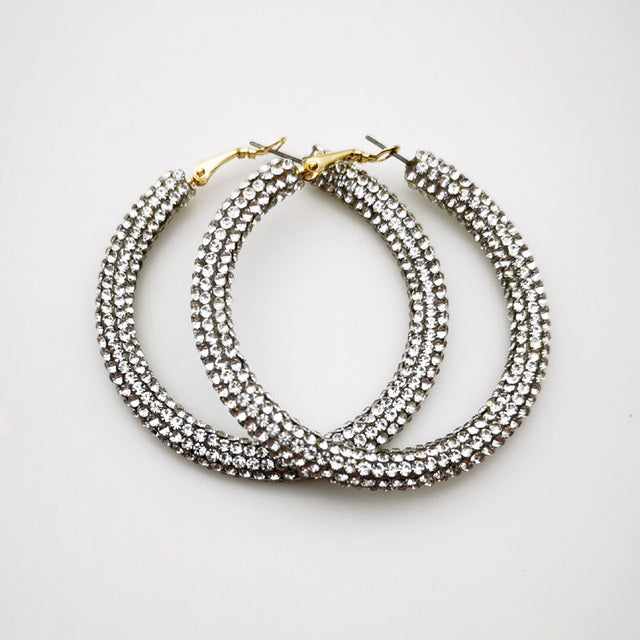 Rainbow Colorful Rhinestone Crystal Hoop Earring For Women And Girls Party Gift Jewelry Accessories