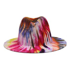 Tie-dye fedora hat wholesale autumn and winter graffiti letters monochrome hat unisex hand-painted felt winter hat шляпа женская