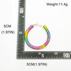 Rainbow Colorful Rhinestone Crystal Hoop Earring For Women And Girls Party Gift Jewelry Accessories