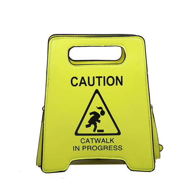 Young Girl Crossbody Bag Creative Caution Letters Sign Handbag Cute Fluorescence Color Shoulder Bags For Women 2021 Clutches