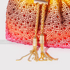Color Diamond Tassel Bucket Handbags Women 2022 New Luxury Designer Round Metal Handle Crystal Clutch Purse Bridal Wedding Party
