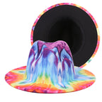 Tie-dye fedora hat wholesale autumn and winter graffiti letters monochrome hat unisex hand-painted felt winter hat шляпа женская