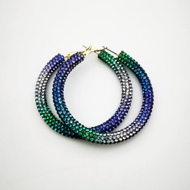 Rainbow Colorful Rhinestone Crystal Hoop Earring For Women And Girls Party Gift Jewelry Accessories
