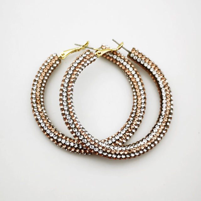 Rainbow Colorful Rhinestone Crystal Hoop Earring For Women And Girls Party Gift Jewelry Accessories