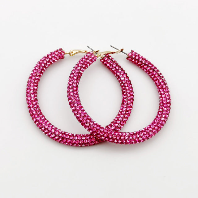 Rainbow Colorful Rhinestone Crystal Hoop Earring For Women And Girls Party Gift Jewelry Accessories