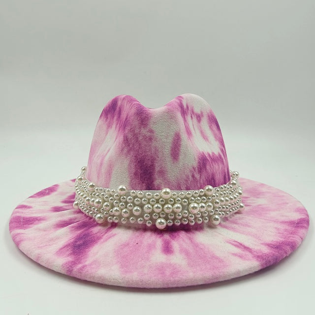 Tie-dye fedora hat wholesale autumn and winter graffiti letters monochrome hat unisex hand-painted felt winter hat шляпа женская