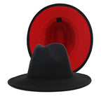 Two tone Fedoras Jazz Hats Cowboy Hats For Women And Men Double-sided Color Cap Red With Black Wool Bowler Hat Wholesale шапка