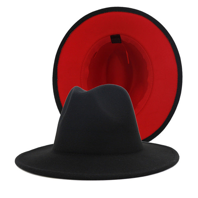 Two tone Fedoras Jazz Hats Cowboy Hats For Women And Men Double-sided Color Cap Red With Black Wool Bowler Hat Wholesale шапка