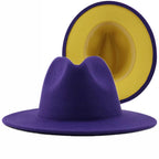 Two tone Fedoras Jazz Hats Cowboy Hats For Women And Men Double-sided Color Cap Red With Black Wool Bowler Hat Wholesale шапка