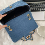 Winter Quilted Denim Women Shoulder bags Luxury Fashion Trends Chain Handbags and Purses Diamond Grain Female Crossbody Bags