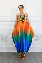 Cheetah Ombré Print Flow Maxi Dress with Side Pockets