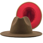 Two tone Fedoras Jazz Hats Cowboy Hats For Women And Men Double-sided Color Cap Red With Black Wool Bowler Hat Wholesale шапка
