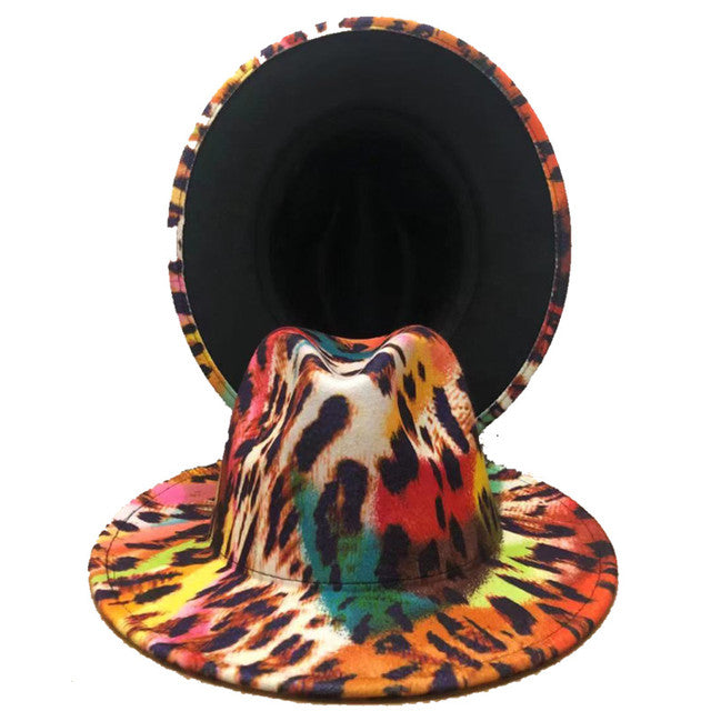 Tie-dye fedora hat wholesale autumn and winter graffiti letters monochrome hat unisex hand-painted felt winter hat шляпа женская