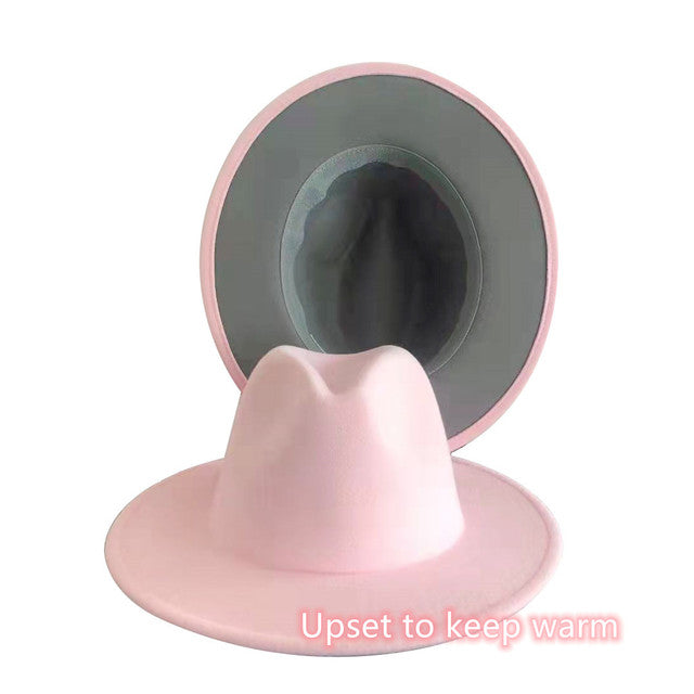 Two tone Fedoras Jazz Hats Cowboy Hats For Women And Men Double-sided Color Cap Red With Black Wool Bowler Hat Wholesale шапка
