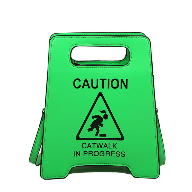 Young Girl Crossbody Bag Creative Caution Letters Sign Handbag Cute Fluorescence Color Shoulder Bags For Women 2021 Clutches
