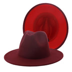 Two tone Fedoras Jazz Hats Cowboy Hats For Women And Men Double-sided Color Cap Red With Black Wool Bowler Hat Wholesale шапка