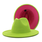 Two tone Fedoras Jazz Hats Cowboy Hats For Women And Men Double-sided Color Cap Red With Black Wool Bowler Hat Wholesale шапка
