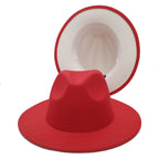 Two tone Fedoras Jazz Hats Cowboy Hats For Women And Men Double-sided Color Cap Red With Black Wool Bowler Hat Wholesale шапка