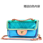 Cross-border transparent bag female new tide INS color mini jelly bag Messenger bag small fragrant wind rhombus chain package