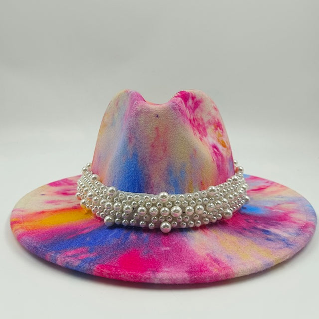 Tie-dye fedora hat wholesale autumn and winter graffiti letters monochrome hat unisex hand-painted felt winter hat шляпа женская